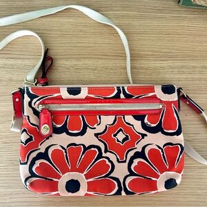 Coach Orange Floral Canvas Crossbody Bag
